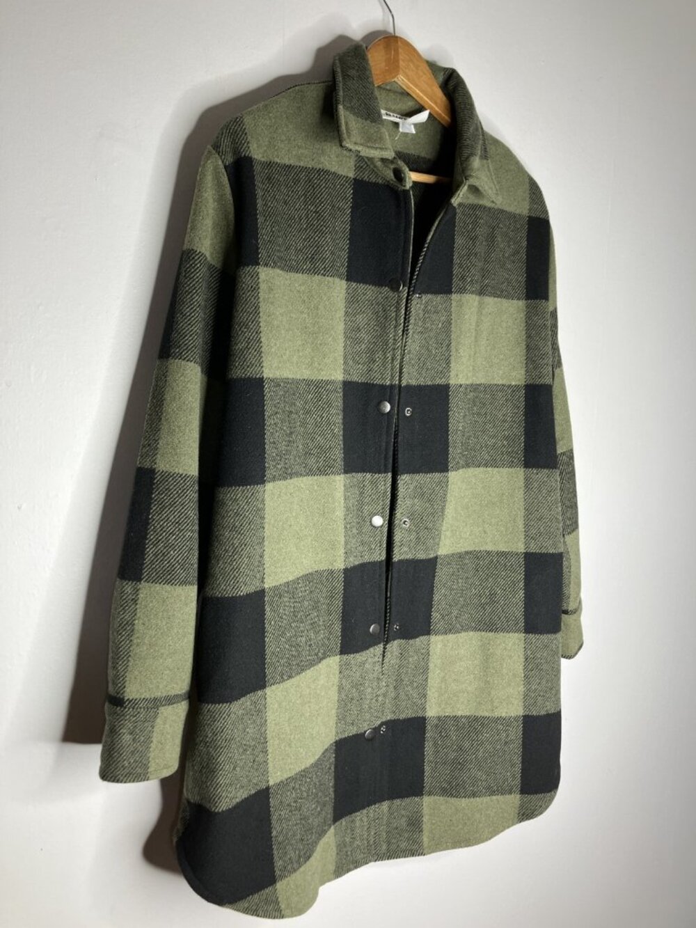 BB Dakota Steve Madden Women's L Green Black Plaid Shacket Jacket Coat - Picture 4 of 9